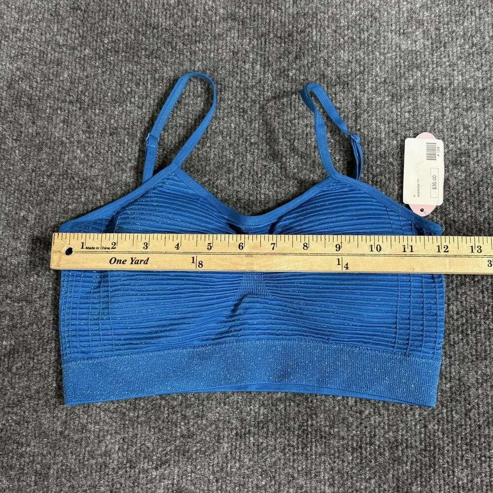 Anemone Bra Womens One Size Blue Glitter Seamless Stretch Wireless Bralette New